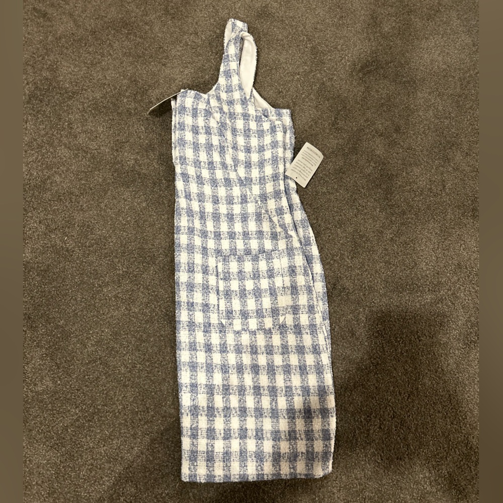 Charles Henry Blue Checker Tank Minidress